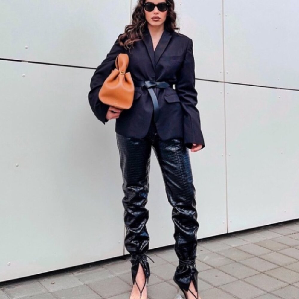 Zara Faux Leather‎ Crocodile Textured Pants